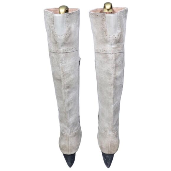 Jeffrey Campbell Torrent Gray Suede Knee Boots Sz 7 - Picture 3 of 6